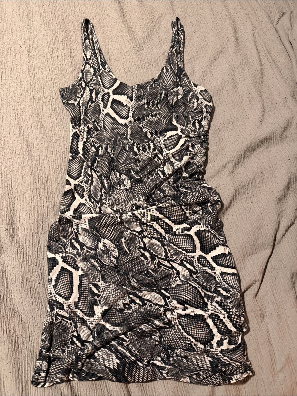 Velvet by Graham & Spencer Black and White Snake-Print Tank Mini Dress